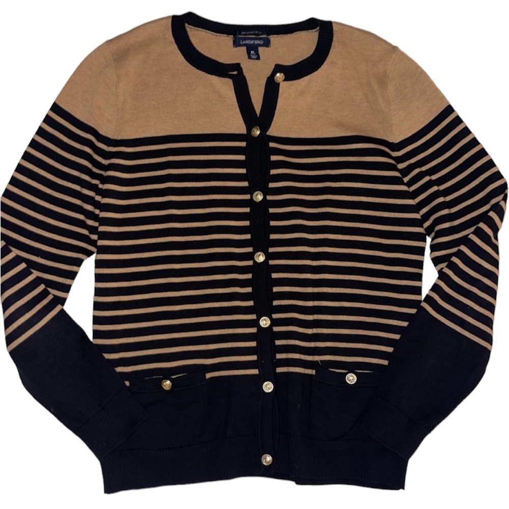 Lands End Brown and Black Stripped Long Sleeve